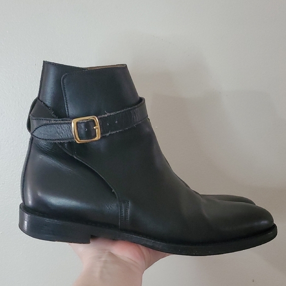 Ypson's Shoes - Ypson's Womens Boots Size 39.5 JODHPUR Black Leather Buckle Strap Goodyear Welt